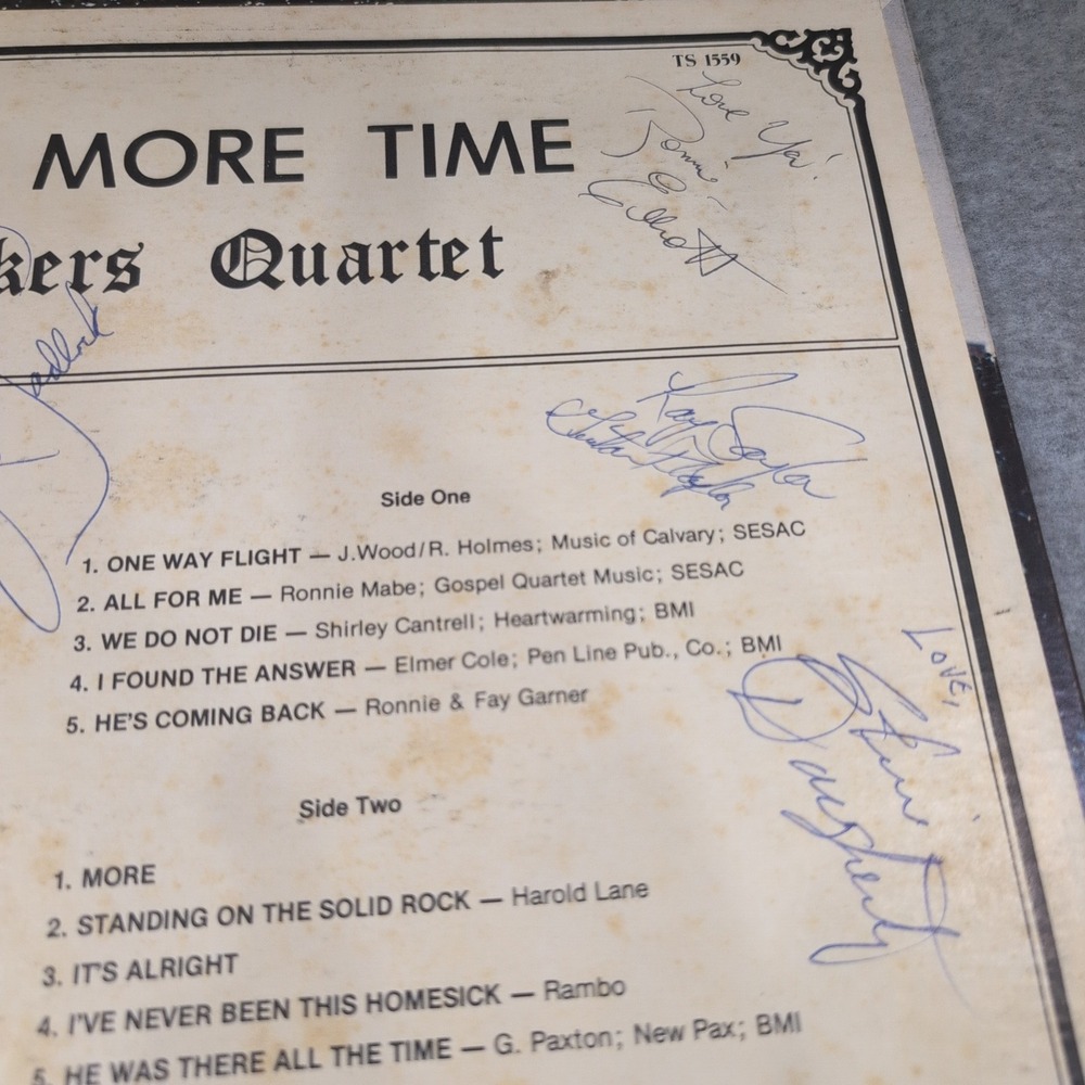 Seekers Quartet One More Time Vinyl LP Autographed Southern Gospel TS 1559 - Picture 5 of 5